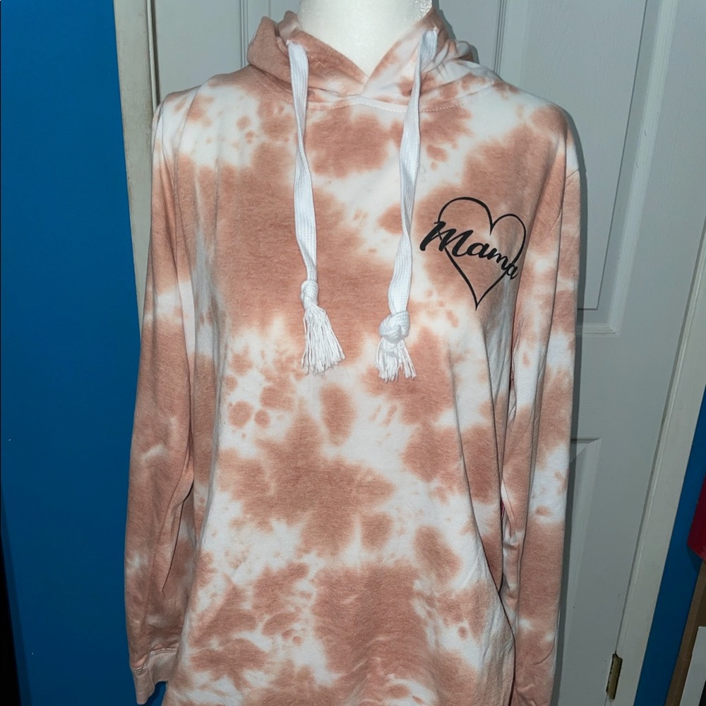 Angel Kiss Maternity Mama Pink White Tye Dye Hoodie Size S